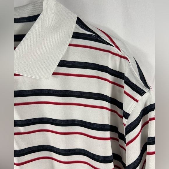 Nike Golf Dri-Fit White Red Black Striped Polo Short Sleeve Shirt XL Q1 - Picture 3 of 13